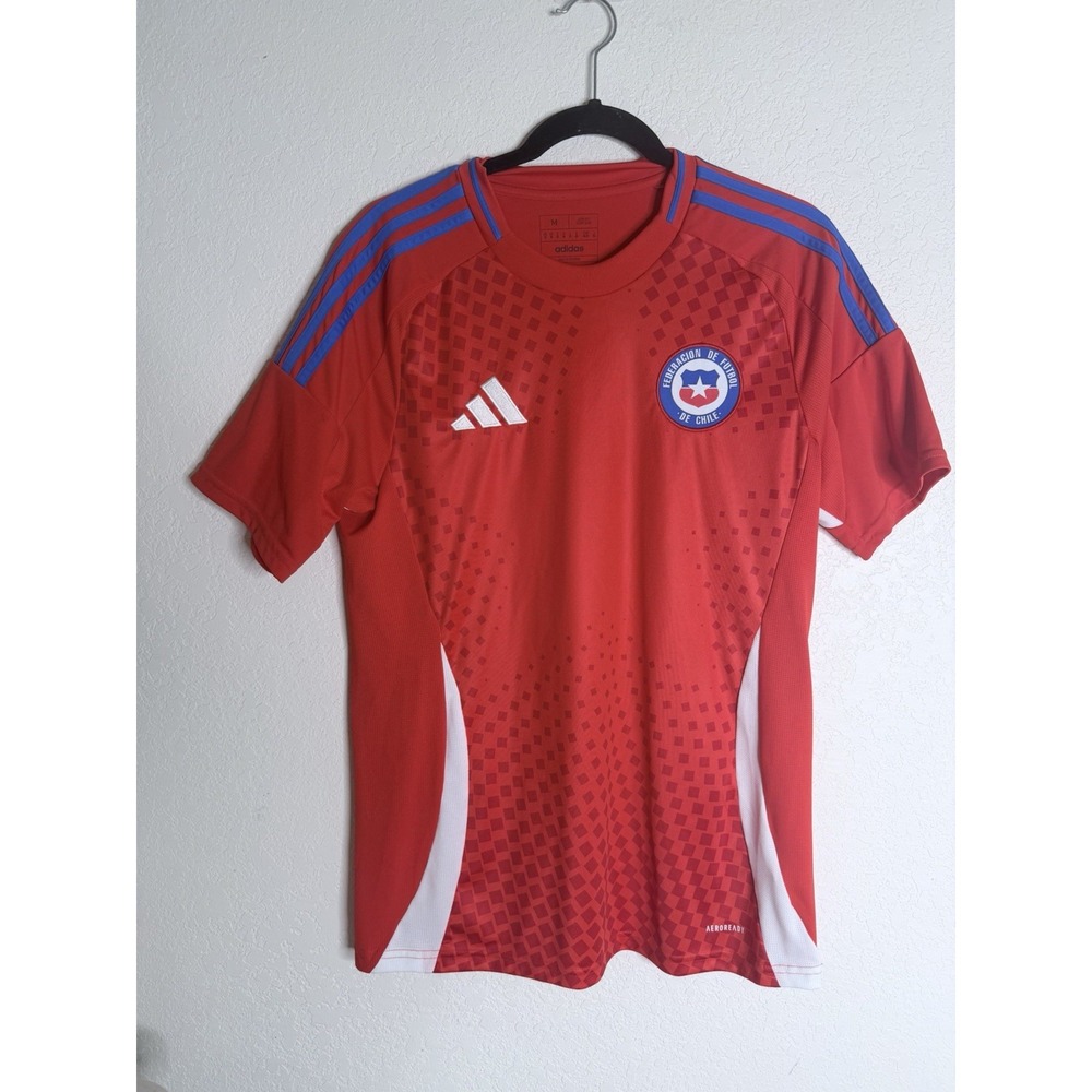 Adidas Chile National Team Soccer Jersey Men's Medium Red Slim Fit Aeroready